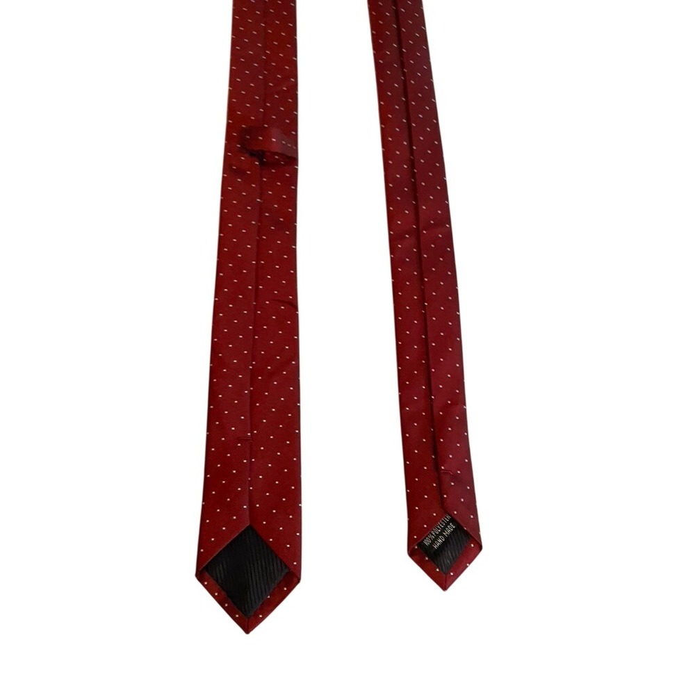 Handmade‎ Burgundy Red Micro Dot Pattern Men's Necktie Polyester Formal Tie